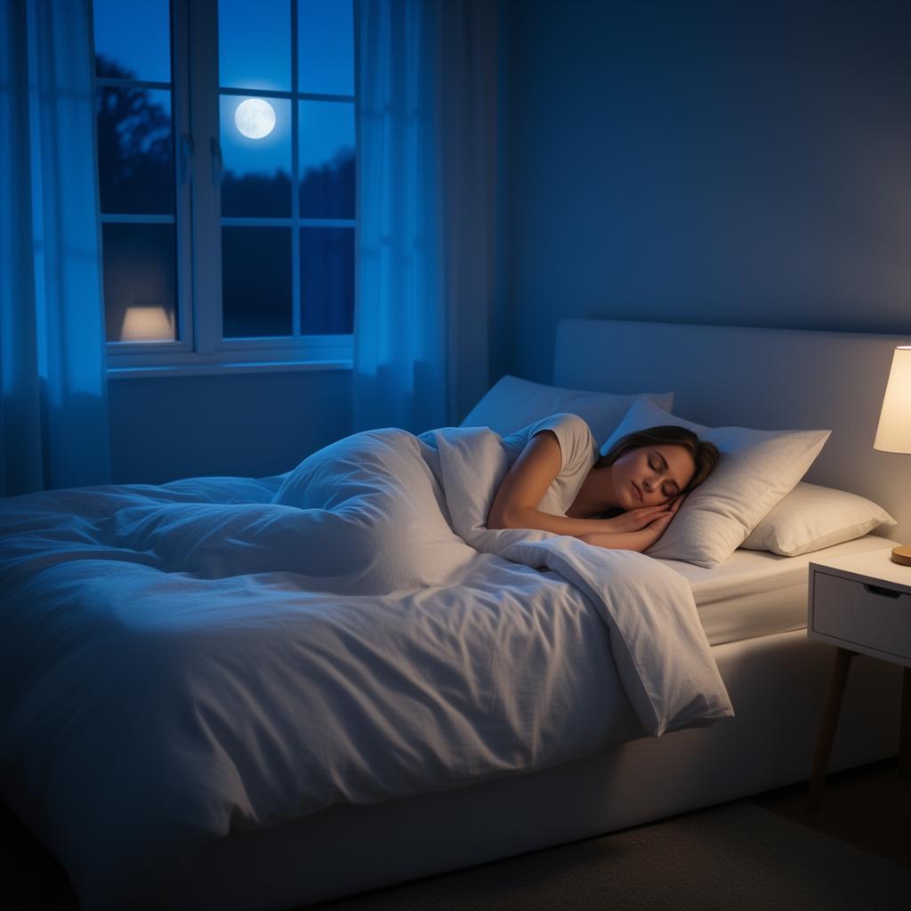 Person sleeping peacefully in bedroom