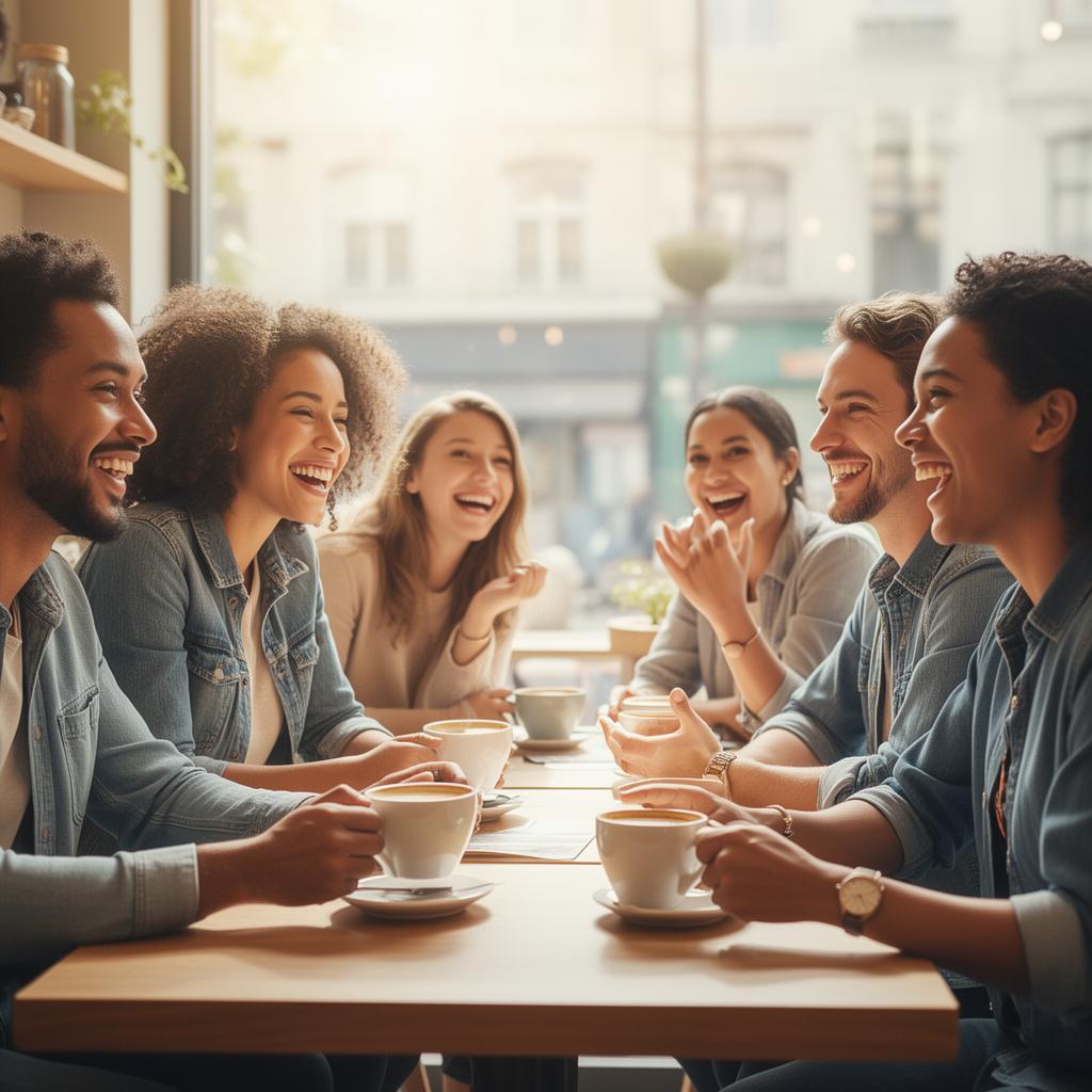 Friends having engaging conversation